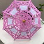 Sol paraply/Brudepige parasol, hvid/lyserød - lille